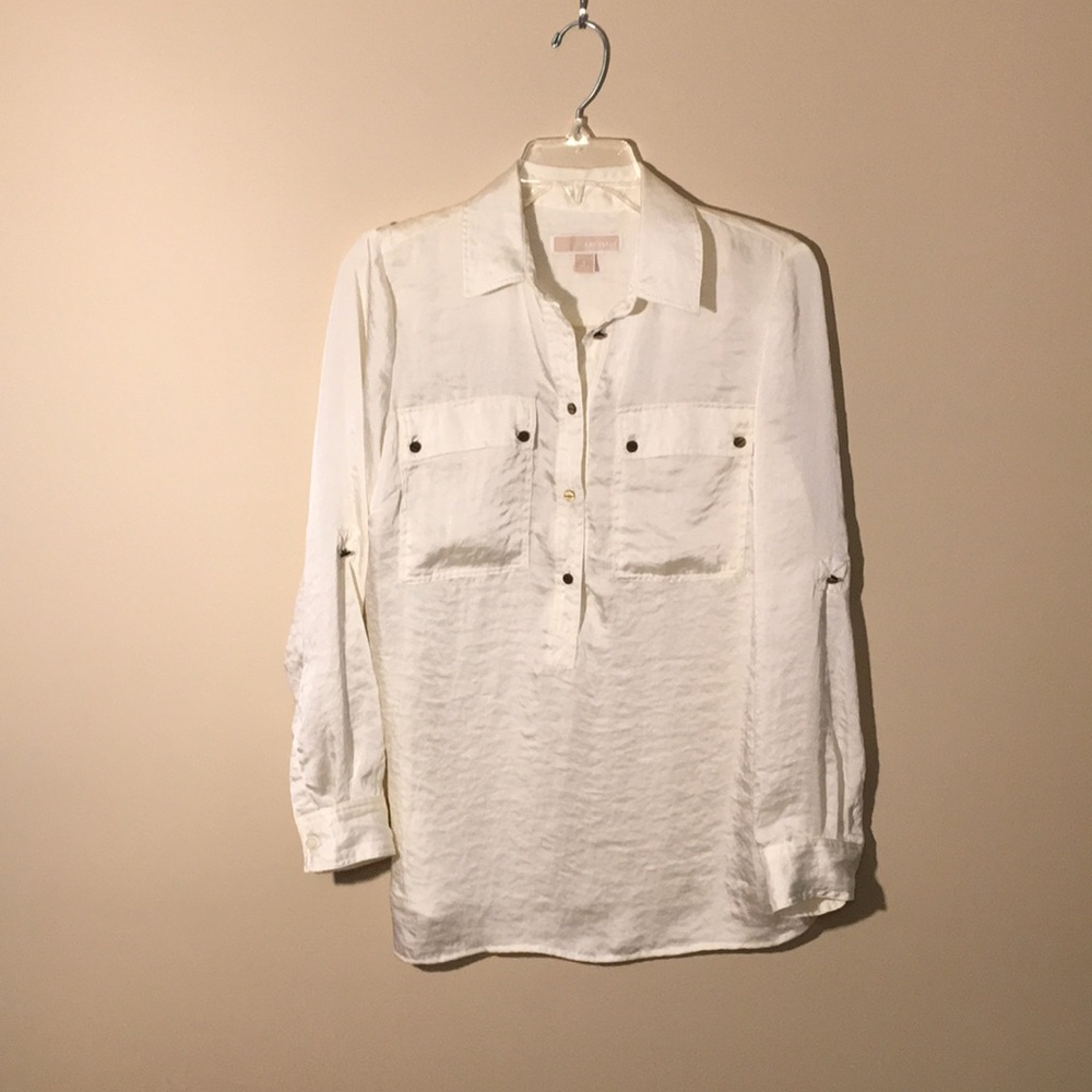 Michael Kors White Half Buttom-Down